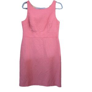 ANN TAYLOR   Pink Sleeveless Lined Pattern Pencil Sheath Dress Size 6
